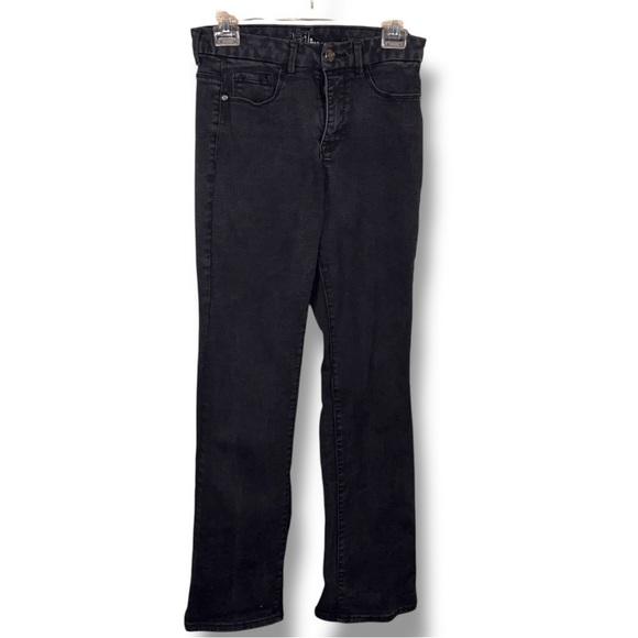 Size 8 Black Grey Bootcut Jeans  Cotton Blend Stretch Time And Tru Goth Punk - Picture 1 of 12